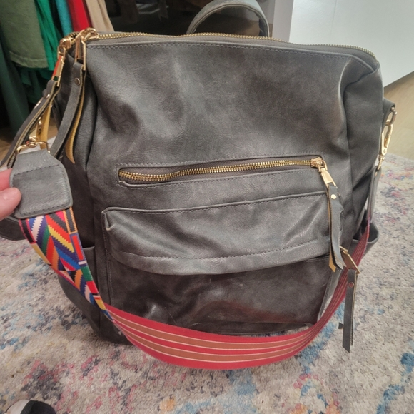 Amazing Faux Leather Convertible Bag with Colorful Guitar Strap - Picture 2 of 4